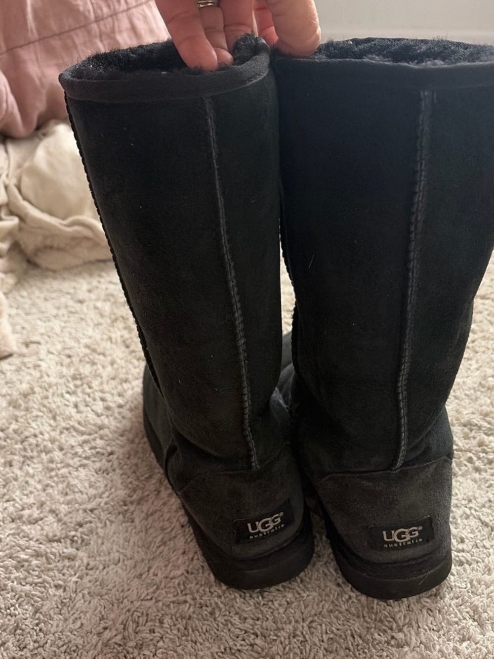 7 UGG Black Tall Shearling-Lined Women's Boots